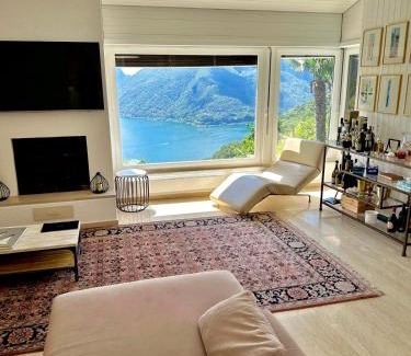 Carona Villa | Villa Martino pool and lake view