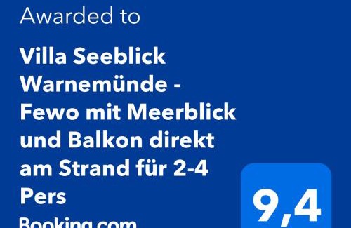 Warnemuende Apartment | Villa Seeblick Warnemünde - Fewo mit Meerblick und Balkon direkt am Strand für 2-4 Pers