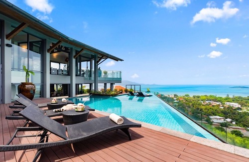 Choeng Mon Villa | Villa Skyfall- (4Bed) Seaview Pool Villa with Private Cinema