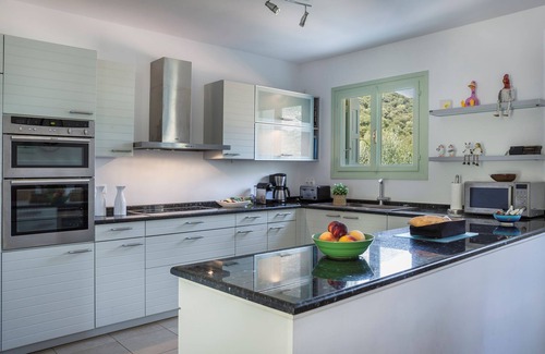 Agia Efimia Villa | Villa with Valley and Sea Views. Large Heated Pool, Outside Kitchen/BBQ