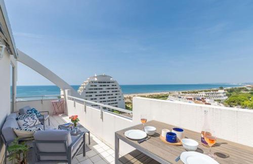 Le Couchant Apartment | Vue mer grandiose la Grande Motte au Lady Blue Terrasse plein ciel Parking Privé