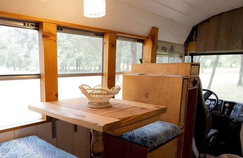 Irene Cabin | Wanderlust Skoolie with AC near Corsicana, TX