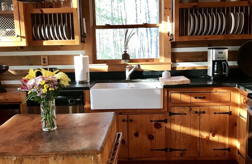 Clarksville House | WATERFRONT LOG HOME! HOT TUB/2 FIREPLACES/FIRE PIT/LARGE DECK/77" TV SUR. SOUND!