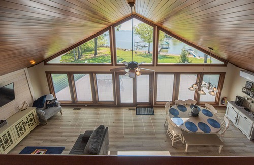 Gilbertsville House | Waterfront, private boat dock, gentle slope to the water, main lake views