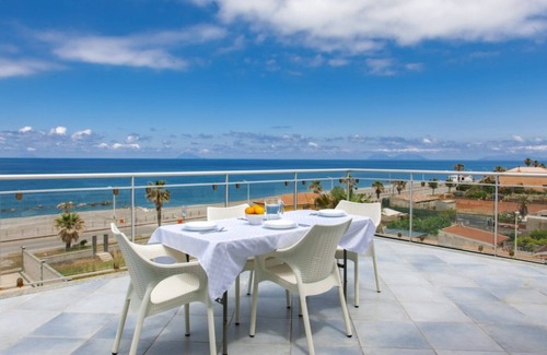 Capo d'Orlando Apartment | Zaffiro - 1-bedroom apartment with large panoramic sea view terrace and pool in the garden