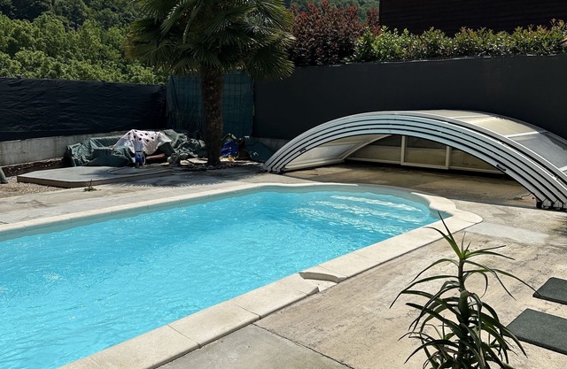 8-bed house with private pool, secured by electric gate.