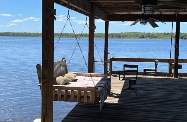 Adorable Waterfront Cabin on Lake Walk In Water with a Giant Deep Fishing Dock