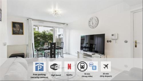 Apart-Chic-Les-Ulis With Balcon, Terrasse and Parking