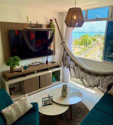 Apartamento alto padrão moderno frente a praia com 2 quartos melhor localização beira mar