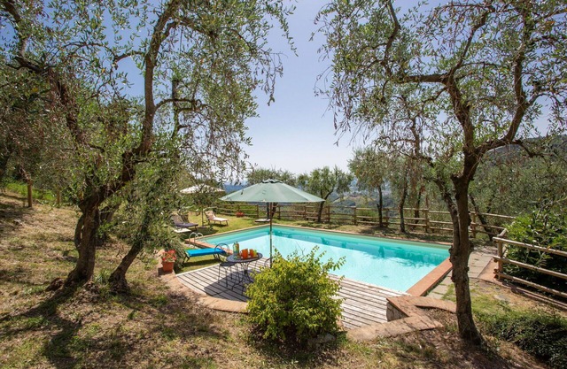 Apartment in villa with pool, WIFI, TV, patio, pets allowed, panoramic view, parking, close to Lucca
