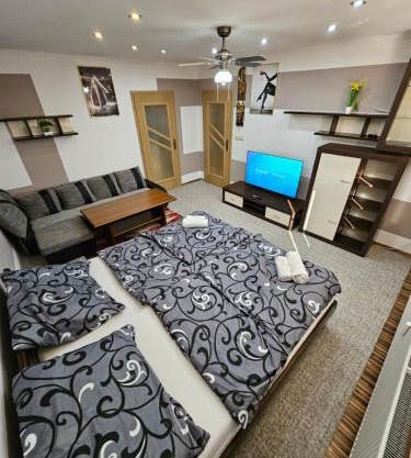 APARTMAN WOLF Luxusné priestranné ubytovanie s Výhľadom na hory s Bezplatným Parkovaním Veľkou plochou TV Rýchlym Optickým Internetom Priamo v PB Tichá lokalita Všetko na blízku Vhodné pre Rodinu Skupinu Pracovné cesty aj Turistiku Plne vybavená Kuchyňa