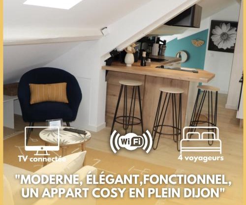 Appart Dijon, 4 couchages, Centre ville historique