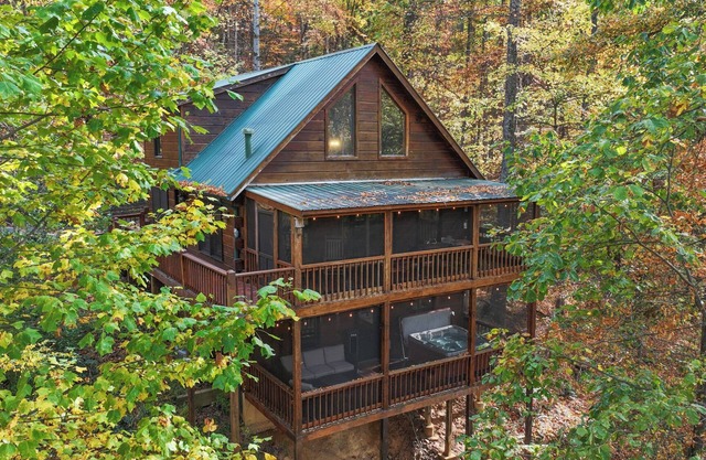 Cabin just 5 miles from Downtown Blue Ridge! Game room & Hot Tub! Dogs Welcome!