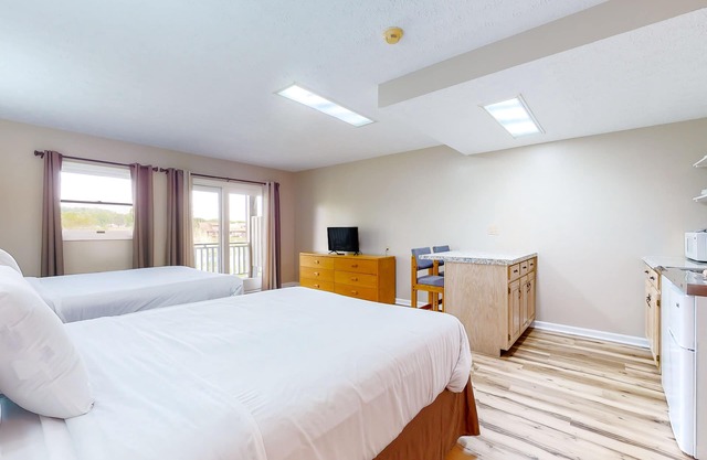 Calm, dog-friendly studio with patio, gym, game room & picnic area - near lake