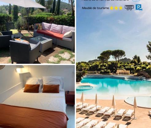 CAP Estérel Pierre et vacances ,Piscine chauffée dès le 05 avril au 02 novembre Grand T2 , terrasse,jardin clos ,parking,Clim