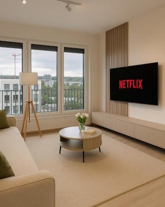 Chloé's Beige Apartment with big balcony, O2 arena
