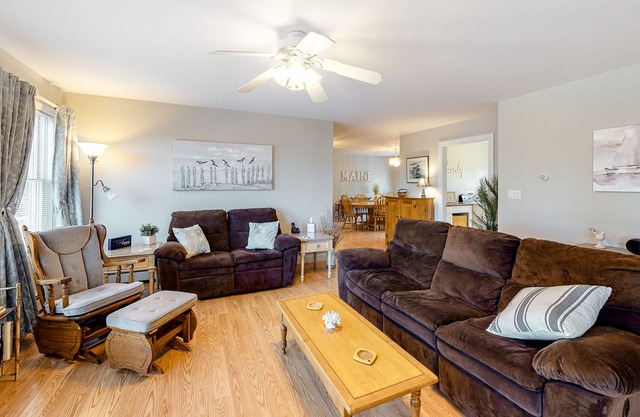 Comfy, one-level home with partial water view, deck, fast WiFi, grill, & W/D