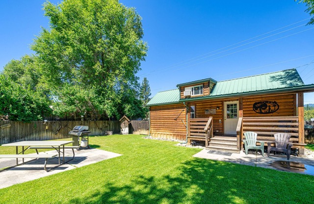 Cozy cabin on the edge of town.