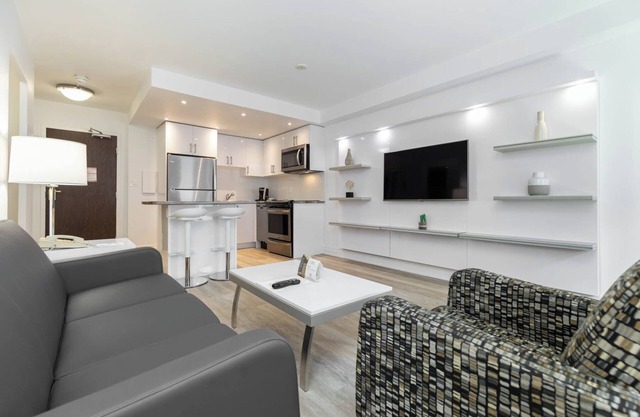 Discover an urban retreat in this spacious one-bedroom suite in Downtown Toronto