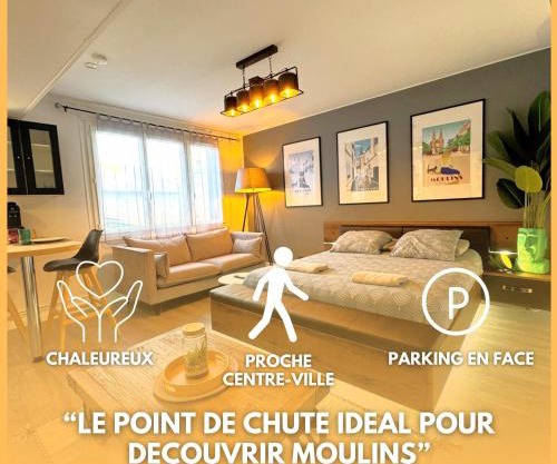 Escapade à Moulins, Studio élégant Rez-de-Chaussée et Parking gratuit