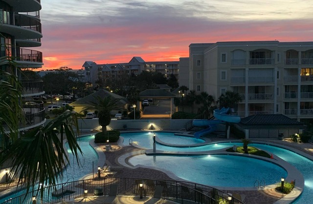Family friendly, clean two bedroom condo. Balcony overlooks Lazy River.