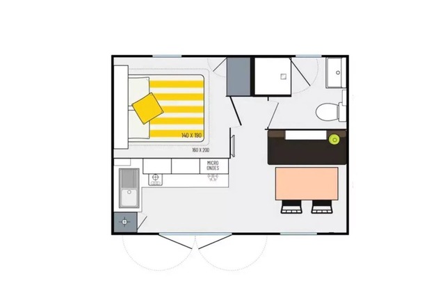 Flower Camping Les Paludiers * - Mobile home Comfort 18m2 (1 bedroom) + terrace semi-covered 3 people