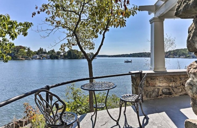 Fully accessible lake-house on its own island.