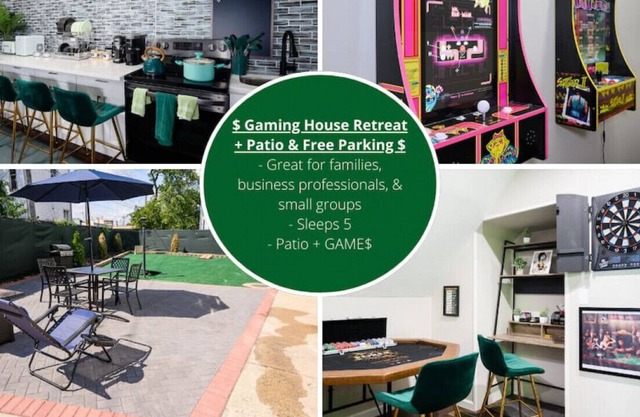 $_$ Gaming House Retreat + Patio&Free Parking $_$