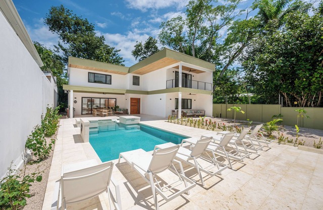 Gated + Lux +New Modern 4-BD Home in Playa Potrero – AC, WiFi & Steps to Beach!