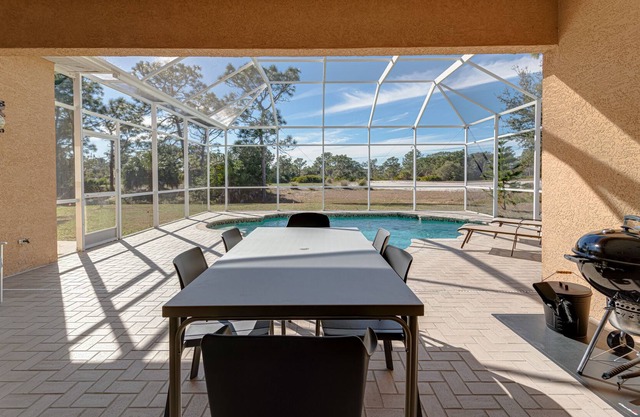Golf course view property with a stylish pool