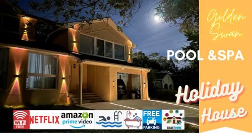 Heated toilet seat - Air Conditioning- Hot Tub Spa - Dryer - Electrical BBQ Grill - Pool - Arcade Games at Golden Swan Holiday House