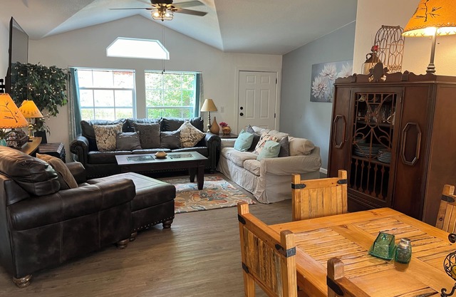 Hidden in the trees!Reasonable Rates-Sleeps 12-Includes kayak for 4.New listing!