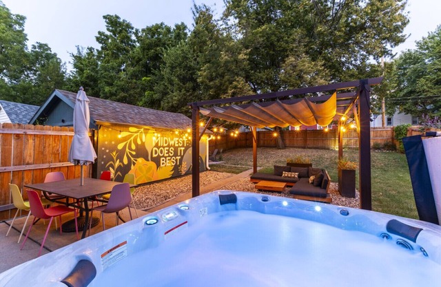 Hot tub in beautiful backyard!
