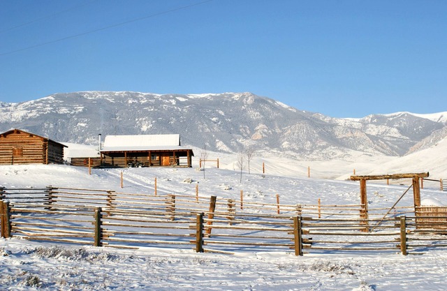 Iconic Log Cabin At The Yellowstone River Ranch