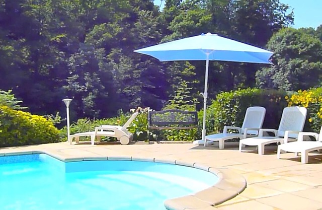 In the nature, along the river with sport activities and swimming pool