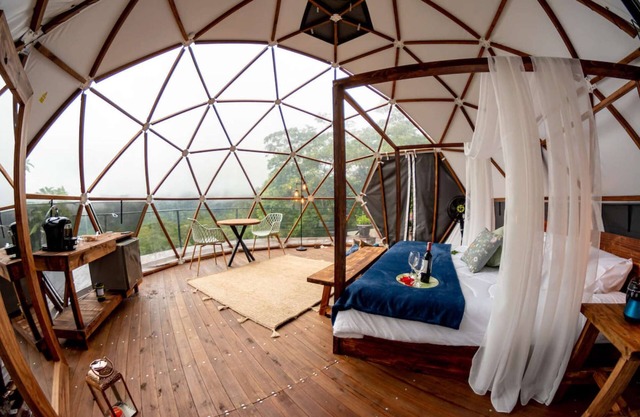 It is a beautiful luxury glamping site located next to a forest reserve and a great view.