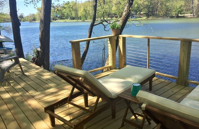 Lakefront cottage with Year round Hot Tub private beach and dock