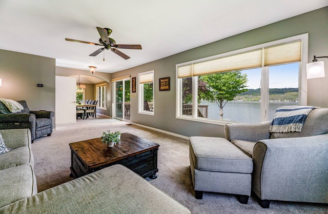 Lakefront gem with game room and dock - the house that almost floated away