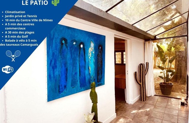 Le patio, jardin privatif, tennis
