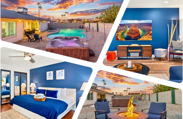Lux Pool + Hot Tub + Fire Pit Stadium Desert Oasis