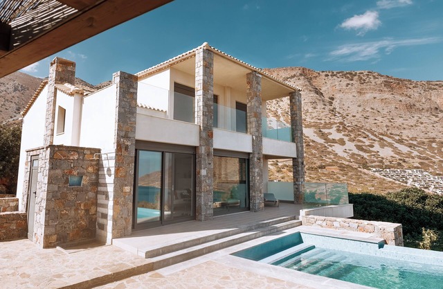 luxury villa in front of a historic famous island
