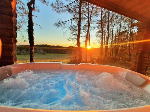 Magnifique chalets en rondins avec SPA et Tipis en plaine Nature Environnement ressourçant au calme vue imprenable Lascaux SPA non disponible juillet et aout