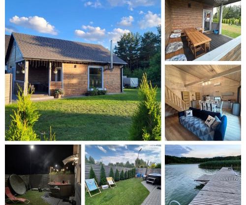 Mazury Dom Oluś nad jeziorem Sasek Wielki z gorącą balia z funkcją jakuzzi