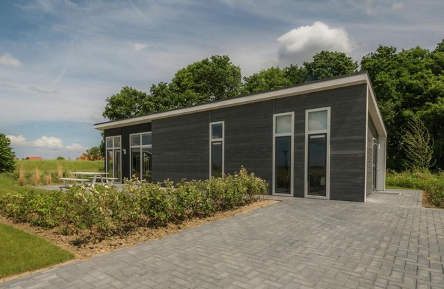 Modern chalet at the edge of a forest near the Oosterschelde