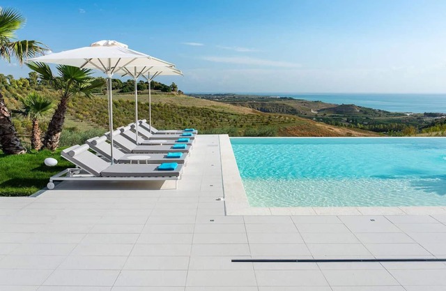 Modern private villa with pool and sea views