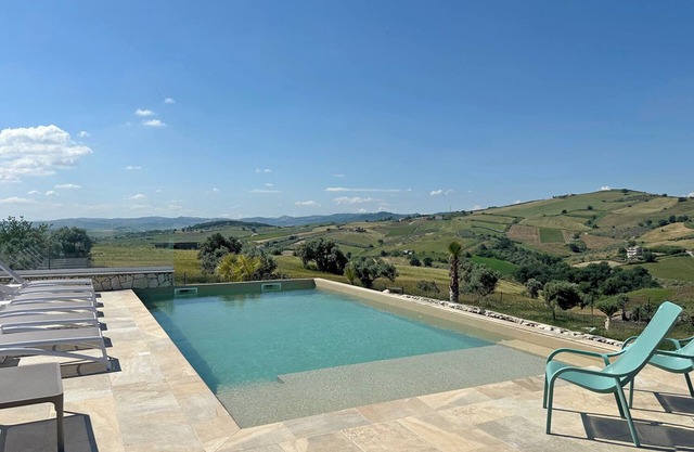 Modern villa with pool, sea and country views