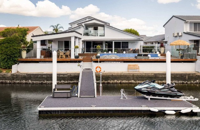 Modern Waterfront Retreat| Private Pool & Dock
