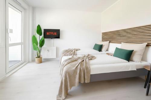 Modernes 2-Raum Apartment für 4 Personen mit Balkon, vollausgestatteter Küche und Balkon