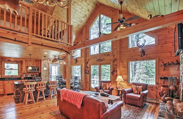Newly Built Bethel Log Cabin with Deck, Near Skiing!