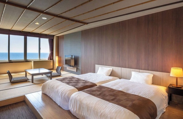 Ocean view JapaneseWestern style room Simmons b/Hakodate Hokkaidō